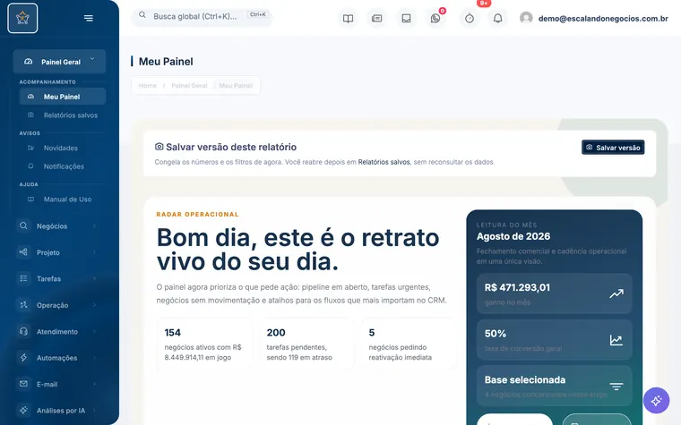 Tela Meu painel do Escalando OS