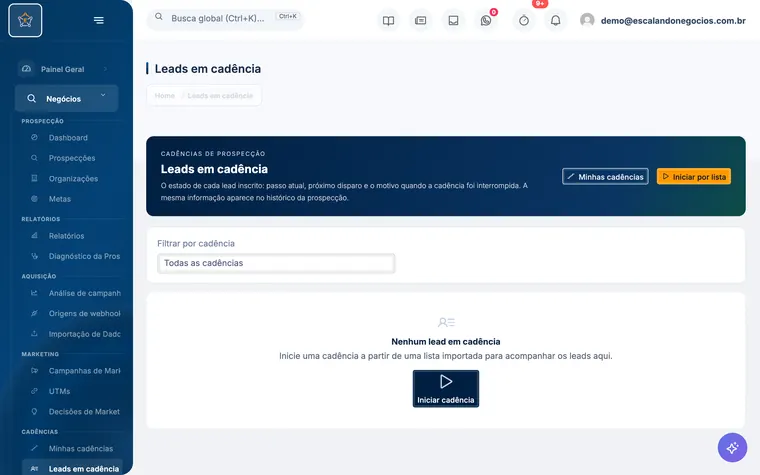 Tela Inscrições em cadência do Escalando OS