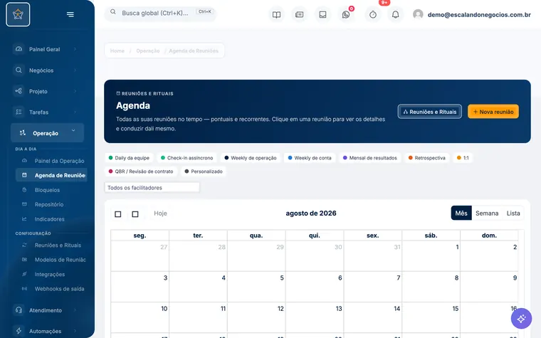 Tela Agenda do Escalando OS