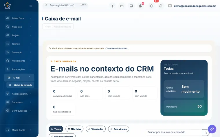 Tela E-mail integrado do Escalando OS